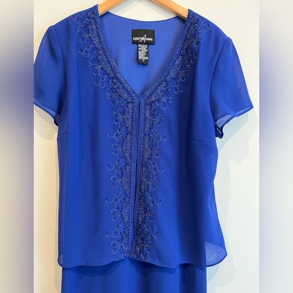 Positive Attitude Blue Formal Dress With Built in Cover/Cardigan - Picture 1 of 5